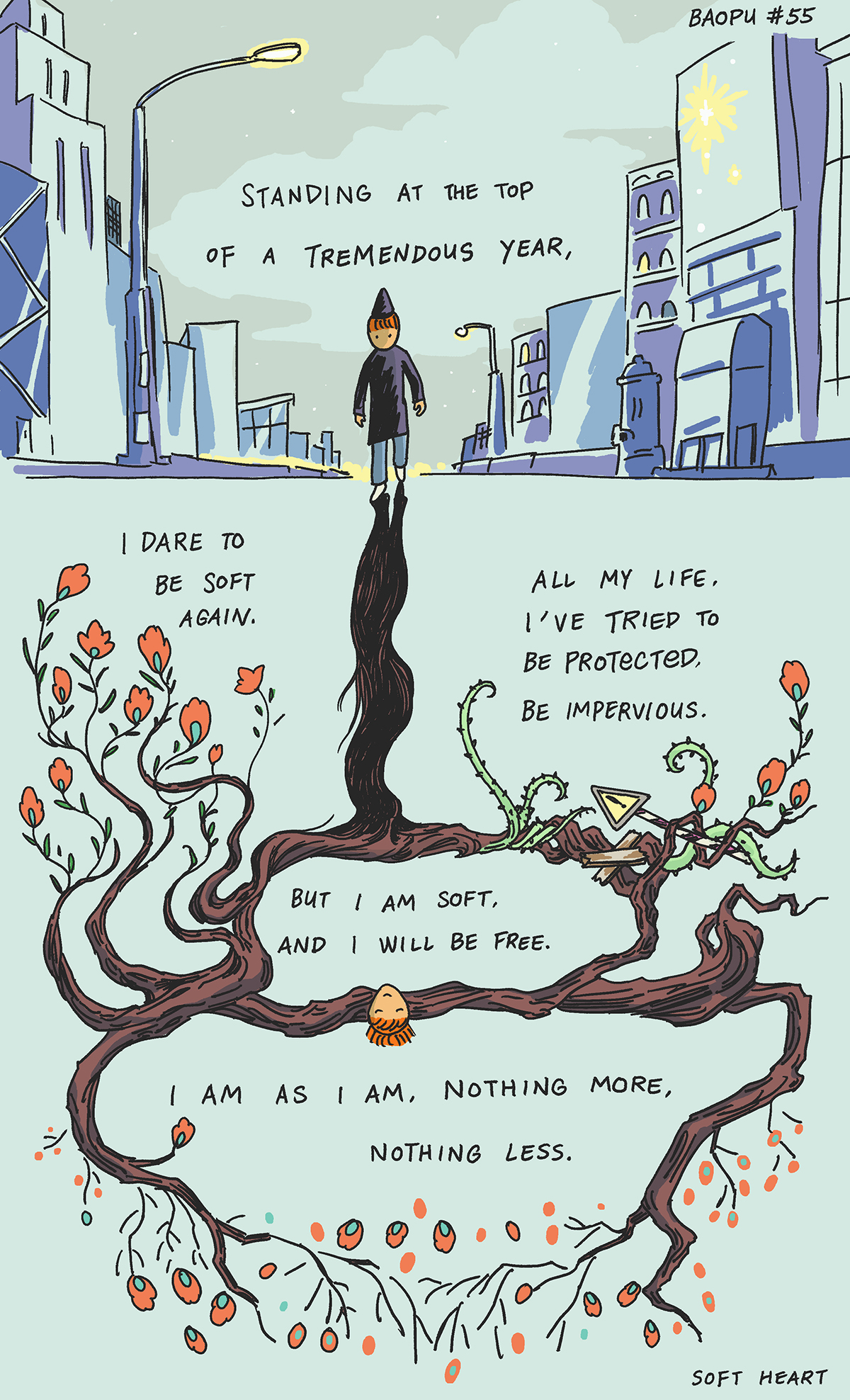 Standing at the top of a tremendous year, I dare to be soft again. All my life, I've tried to be protected. Be impervious. But I am soft, and I will be free. I am as I am. Nothing more, nothing less.