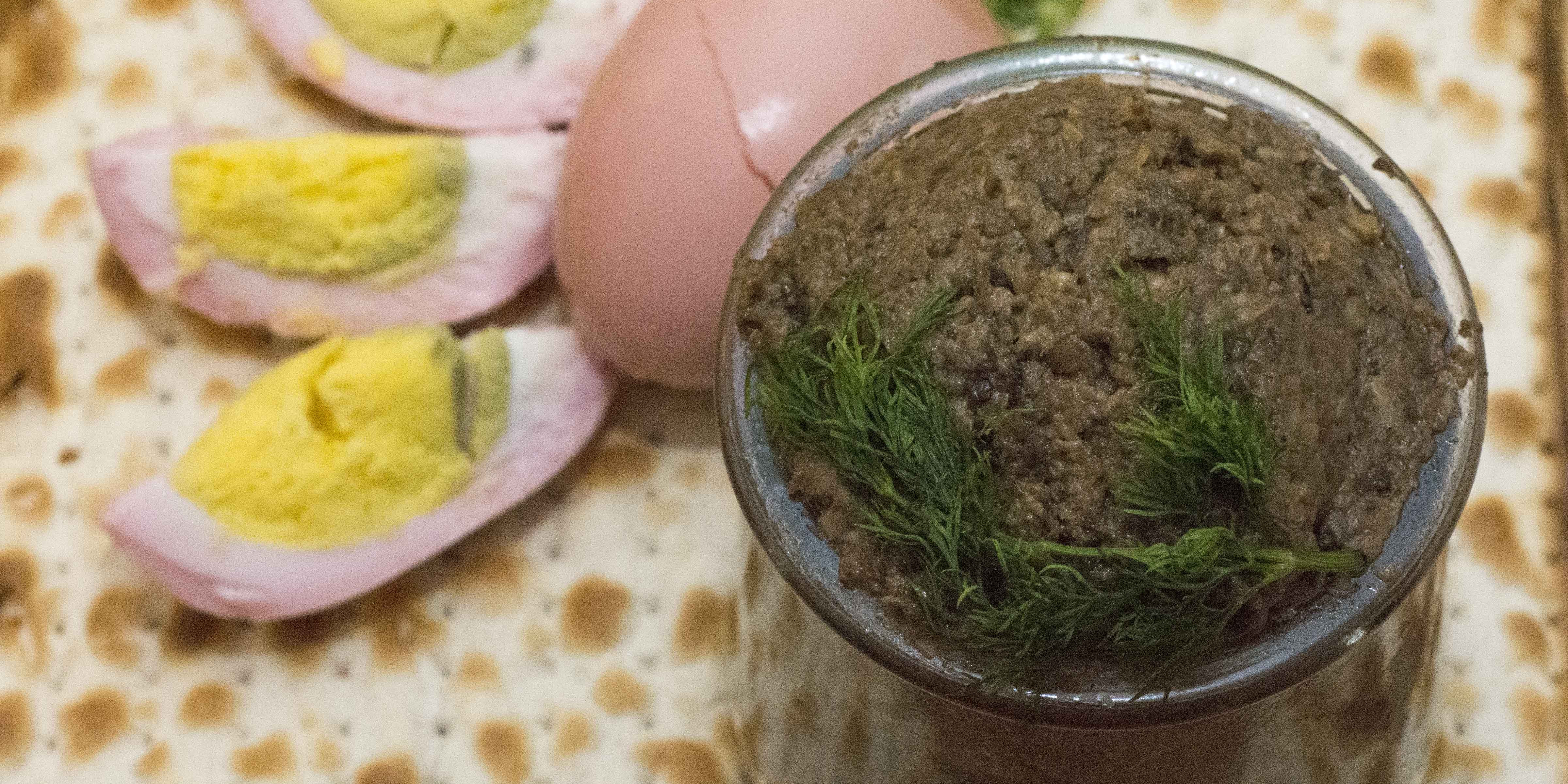 Vegetarian Chopped Liver and Pynk Pickled Eggs for Passover: A Two-Part Recipe