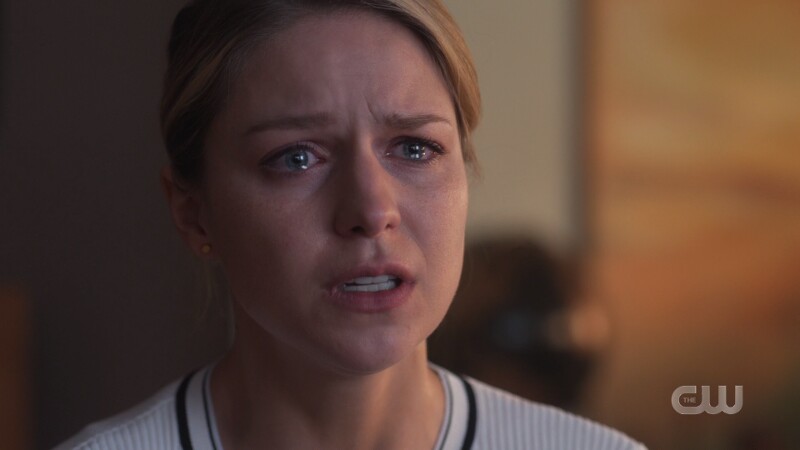 Kara's eyes are filled with tears