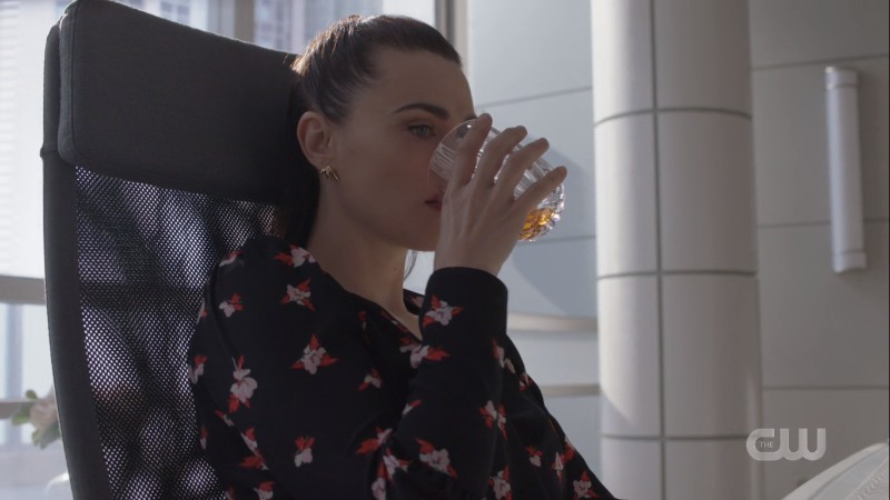 lena drinks in her office 