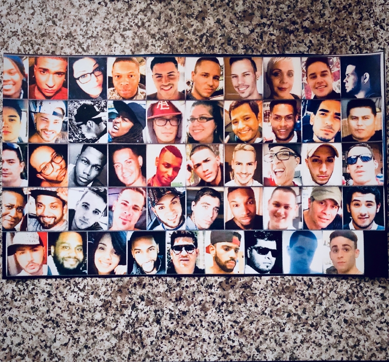A photograph collage of all 49 lives lost during the Pulse Nightclub shooting.