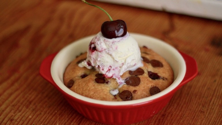 Femme Brûlée: Cherry Chocolate Chip Blondie for One