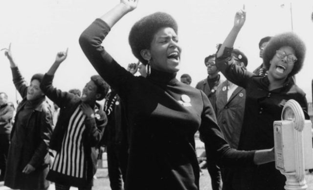 A group of Black women protesting in the 1970s.