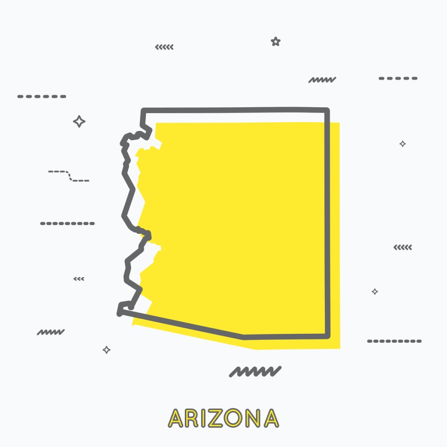 A Yellow Outline of Arizona