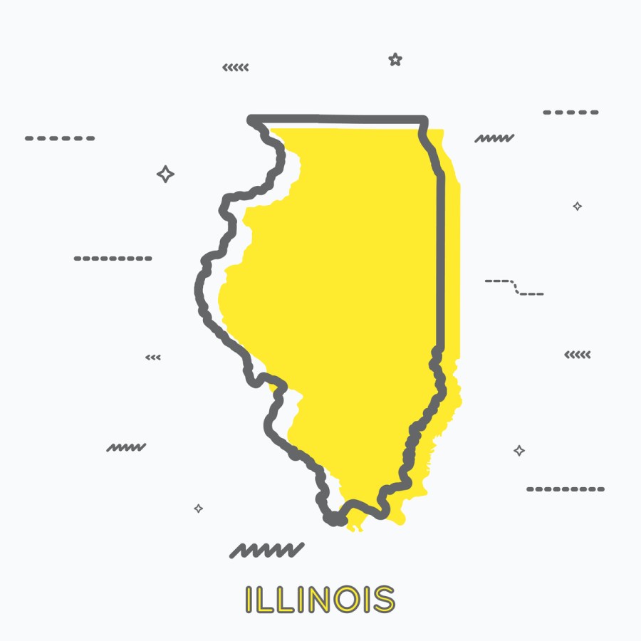 A Yellow Outline of Illinois