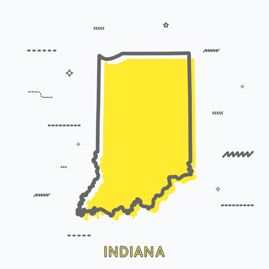 A Yellow Outline of Indiana