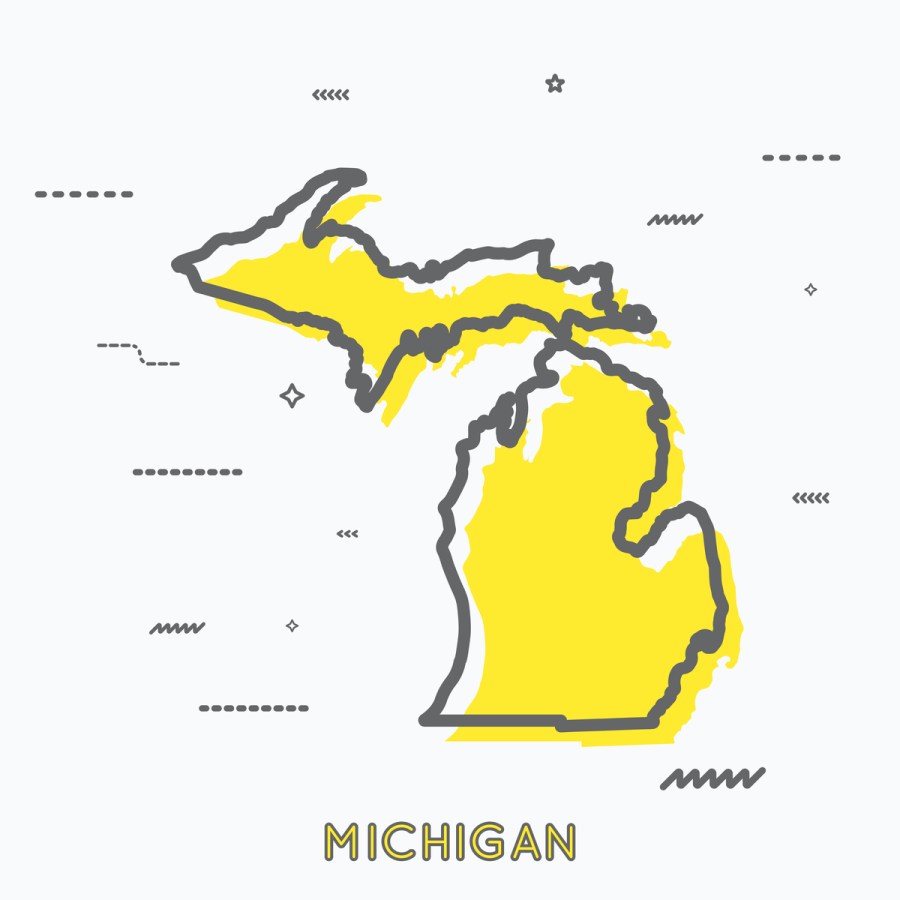 A Yellow Outline of Michigan