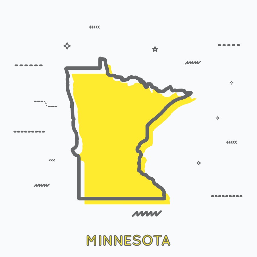 A Yellow Outline of Minnesota