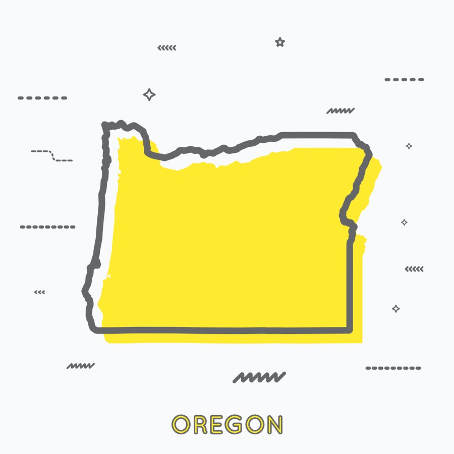 A Yellow Outline of Oregon