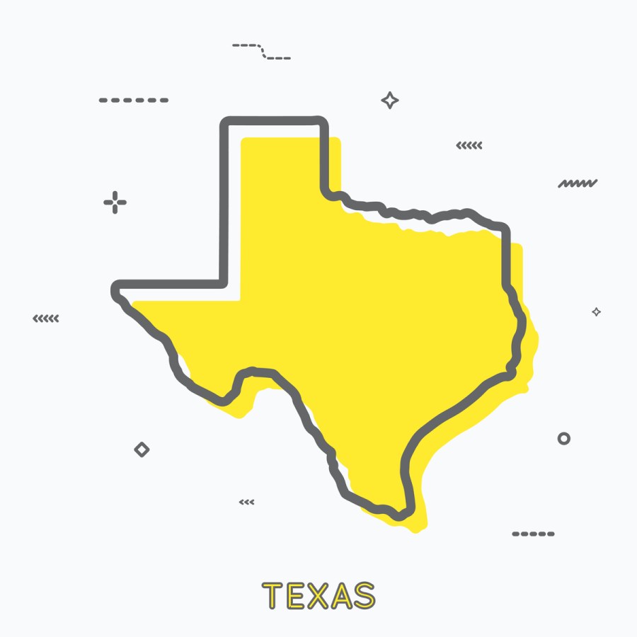 A Yellow Outline of Texas