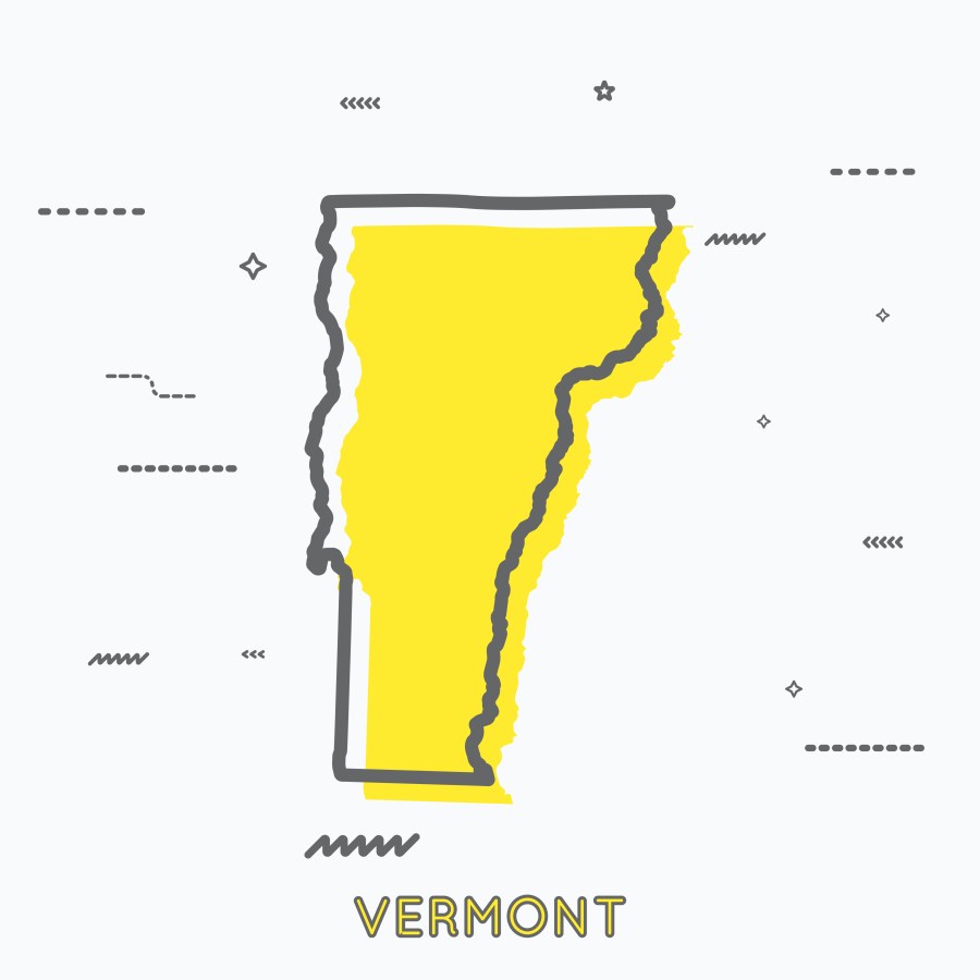 A Yellow Outline of Vermont