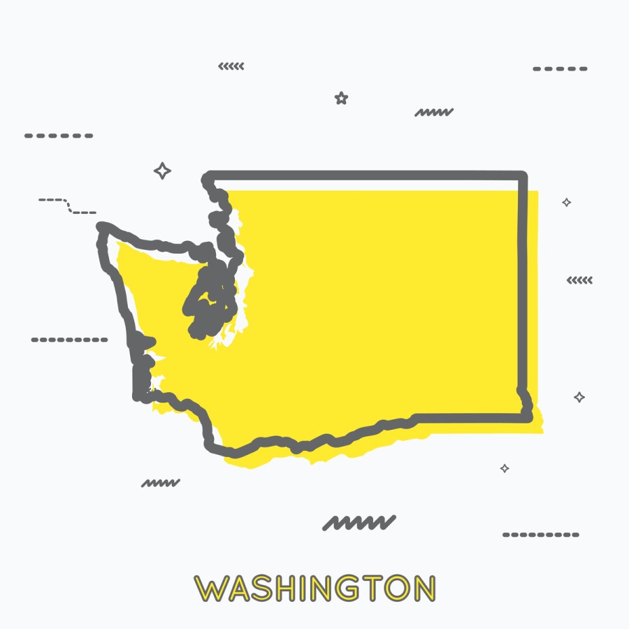 A Yellow Outline of Washington State