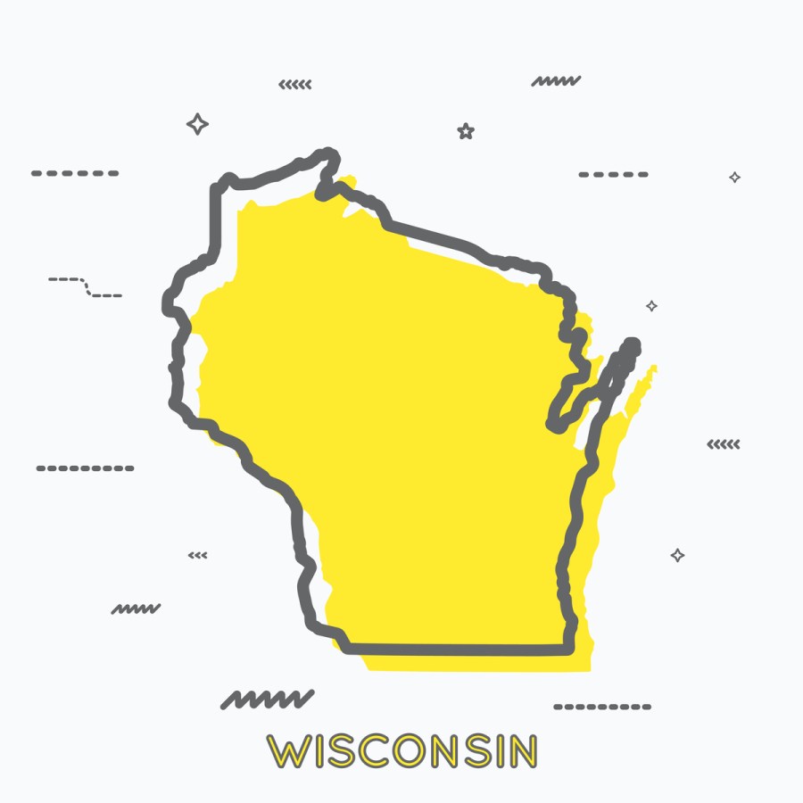 A Yellow Outline of Wisconsin