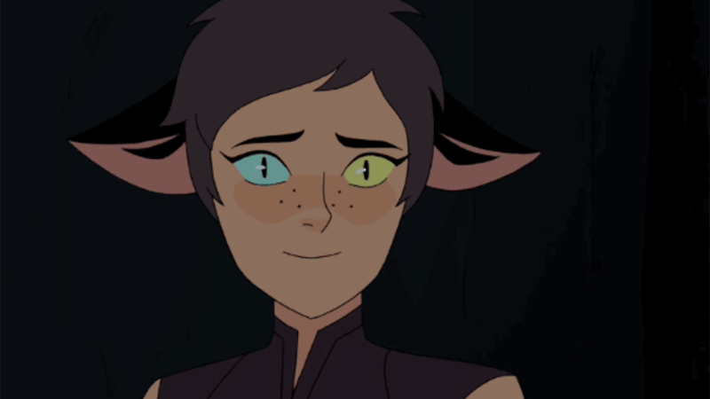 Catra from She-Ra and the Princesses of Power smiling with a dreamy look in her eyes.