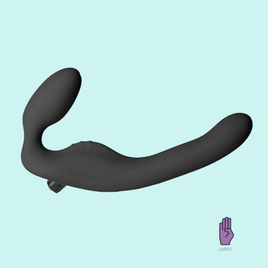 Double ended dildo, with a smaller shape on one end for insertion.