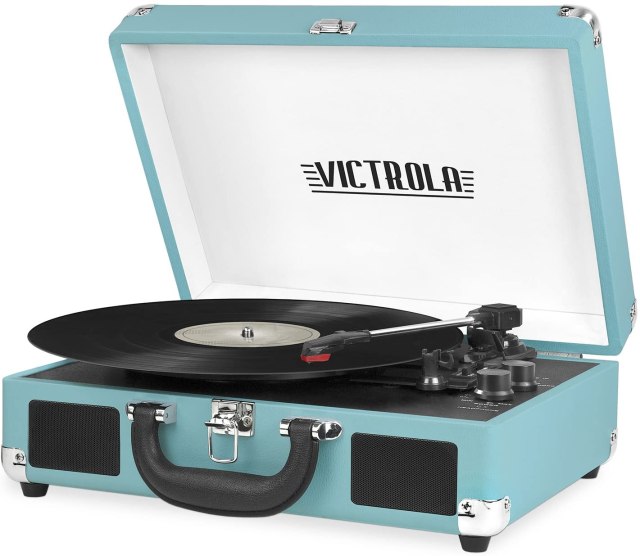 A powder blue record player