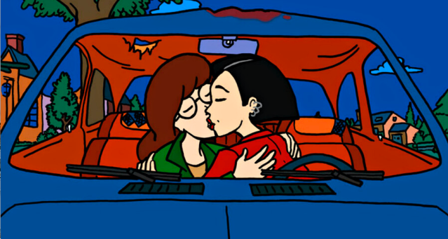 Ever imagined Daria and Jane making out in a car like the teenagers they are? Well, you are in luck because that is what this image is depicting.