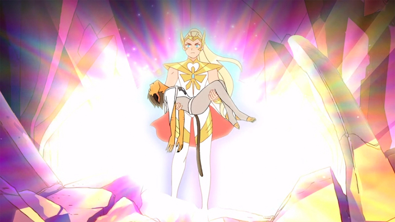 She-Ra carries Catra's limp body out of the Heart of Etheria in one of the Best Queer TV Episodes of the year.