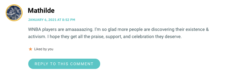 WNBA players are amaaaaazing. I’m so glad more people are discovering their existence & activism. I hope they get all the praise, support, and celebration they deserve.