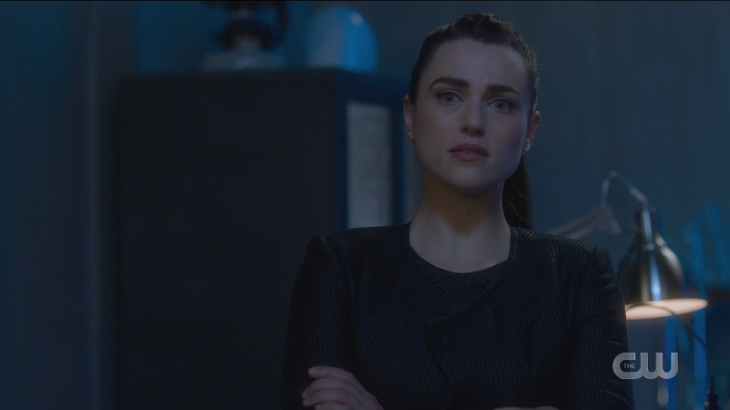 Lena looks wistfully at the hologram of Kara.