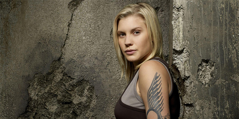 Katee Sackhoff as Captain Kara 'Starbuck' Thrace