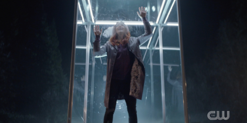 Stephanie Brown is in a glass cage