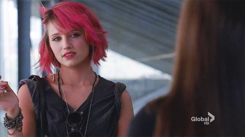 quinn fabray with pink hair in glee