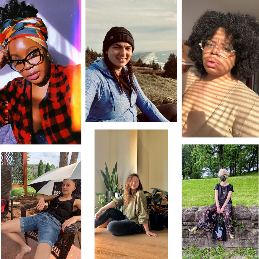 a collage of Autostraddle staff members: Shelli, Abeni, Dani, Ro, Rachel, and Nicole