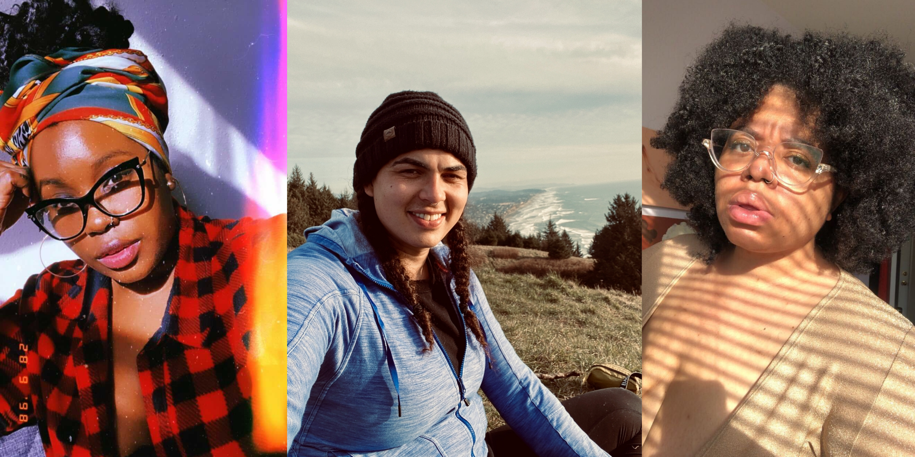 A collage of three Autostraddle staff members, Shelli, Abeni, and Dani