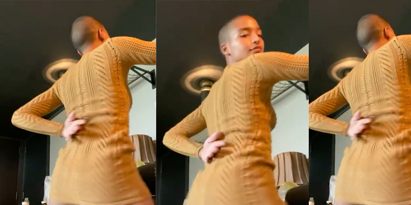 A collage of Indya Moore dancing in a yellow sweater dress