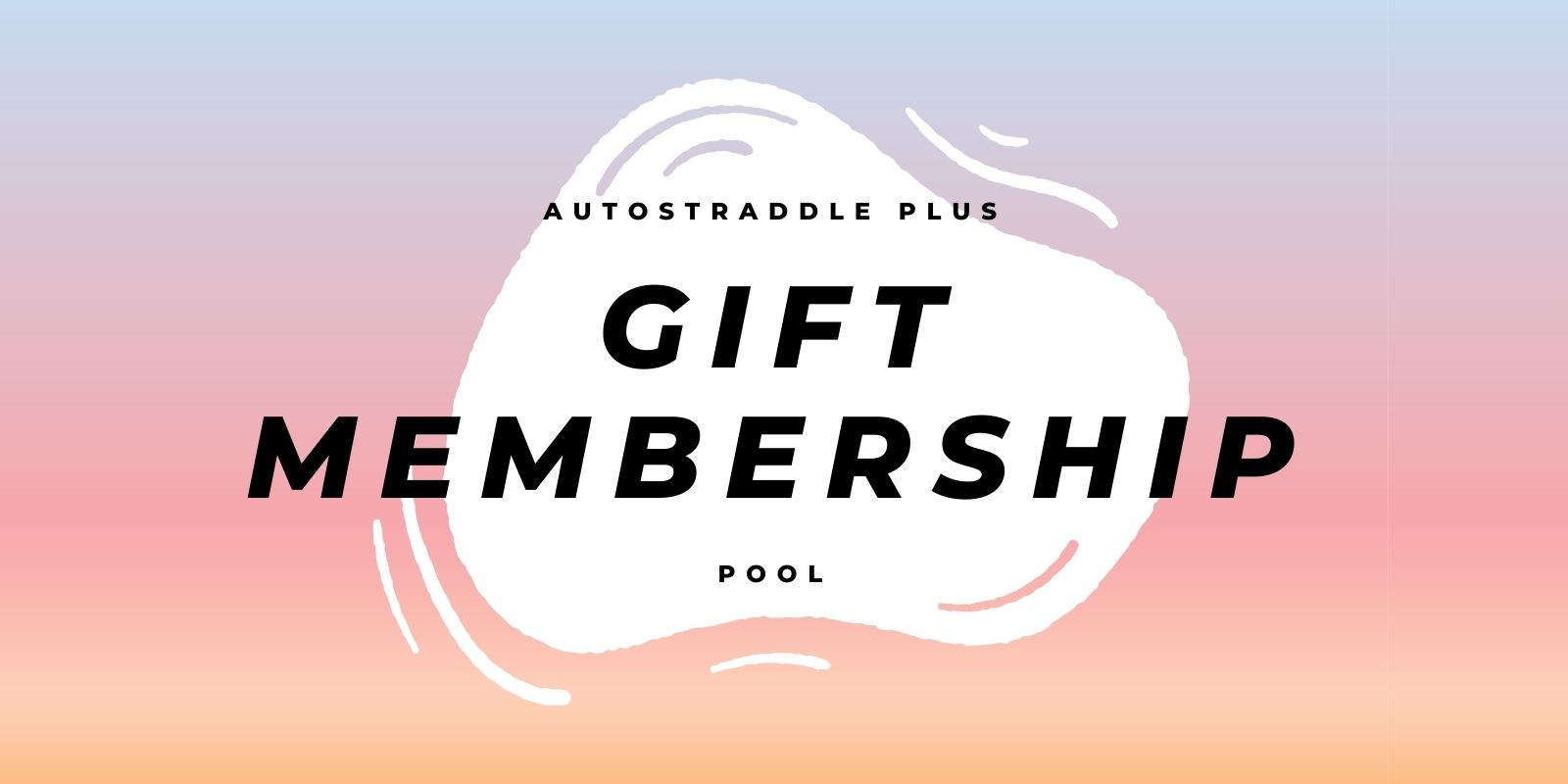 Autostraddle Plus Gift Membership Pool Announcement Feature! Features a watery pool against a sunset gradient background.