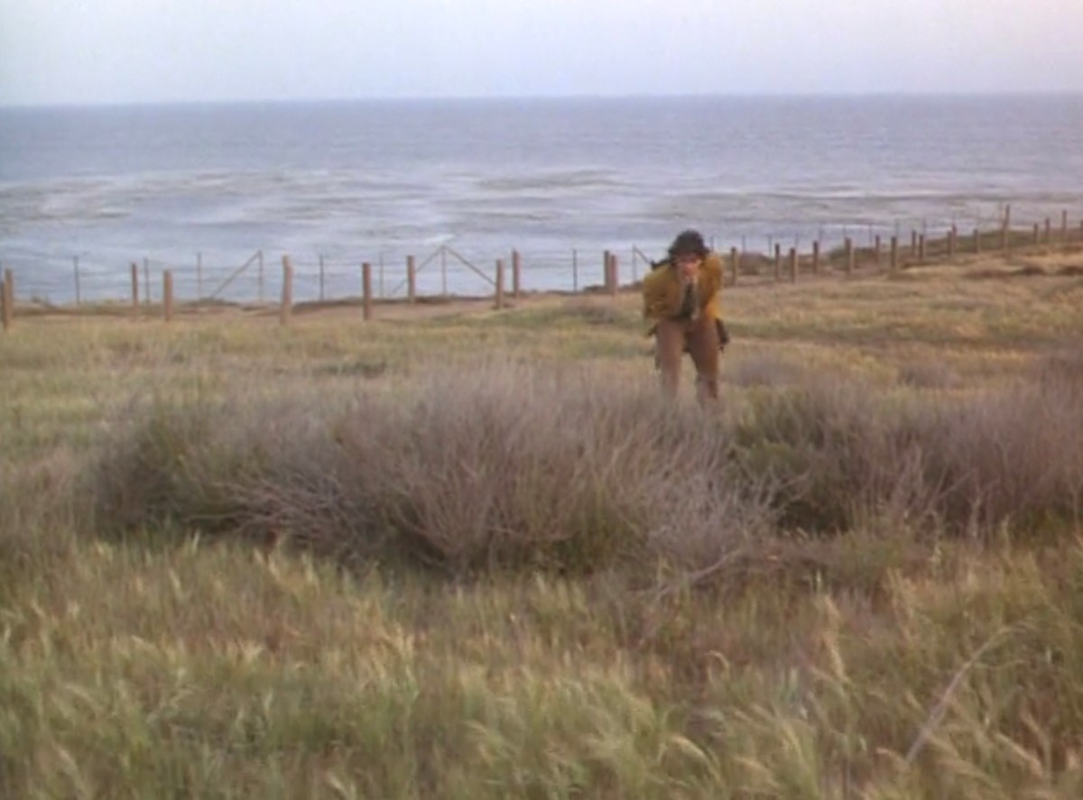 Frank Jr tied to a chair near the ocean