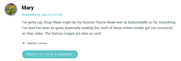 I’ve gotta say, Strap Week might be my favorite Theme Week ever at Autostraddle so far. Everything I’ve read has been so good, especially reading this, both of these writers totally got me convinced on their sides. The feature images are also so cool!