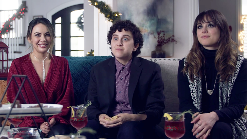 Brandy, Charlyne, and Emma on the couch on Christmas day