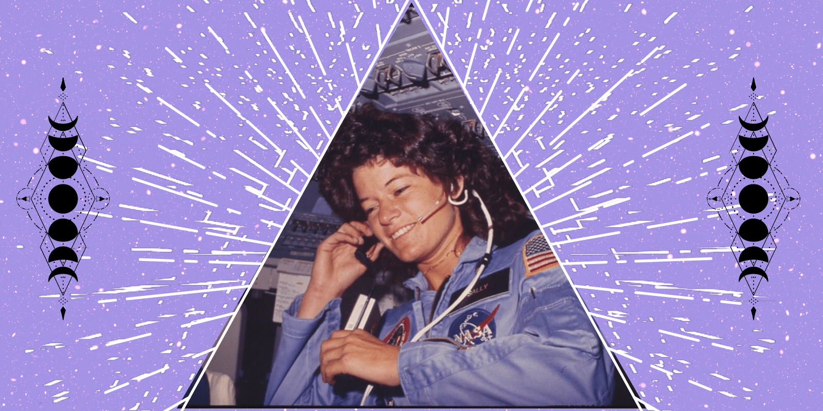 Sally Ride, America's first woman astronaut, communicates with ground controllers from the flight deck during the Challenger mission, June 21, 1983.