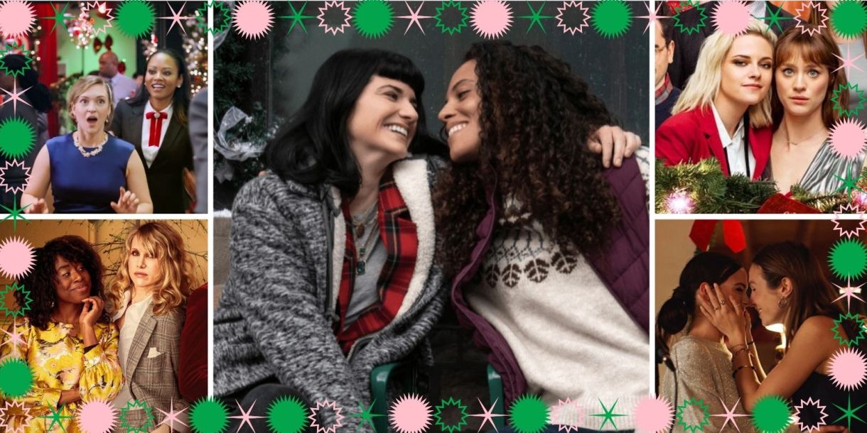 Part of the most-read posts collage. List of the posts is below. This is a collage of images from queer and lesbian Christmas movies!