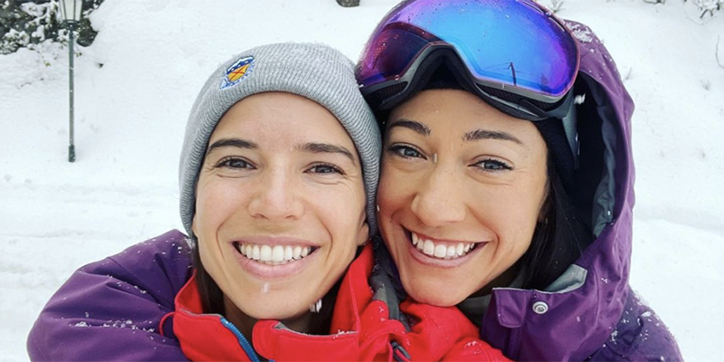 Part of the most-read posts collage. List of the posts is below. Christen Press and Tobin Heath are literally draped around each other in the snow here, wearing snow gear.