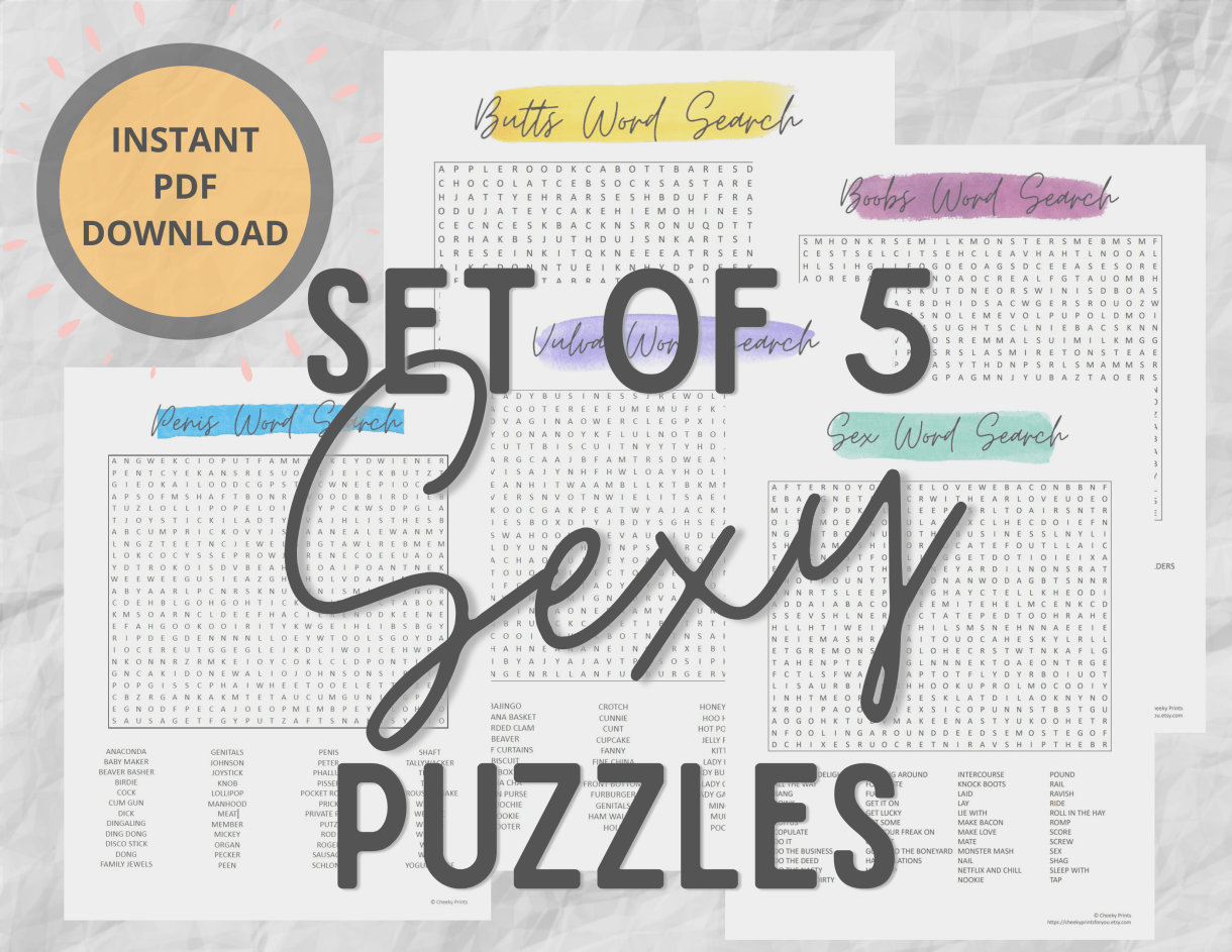 An instand PDF download for a set of 5 SEXY word search puzzles