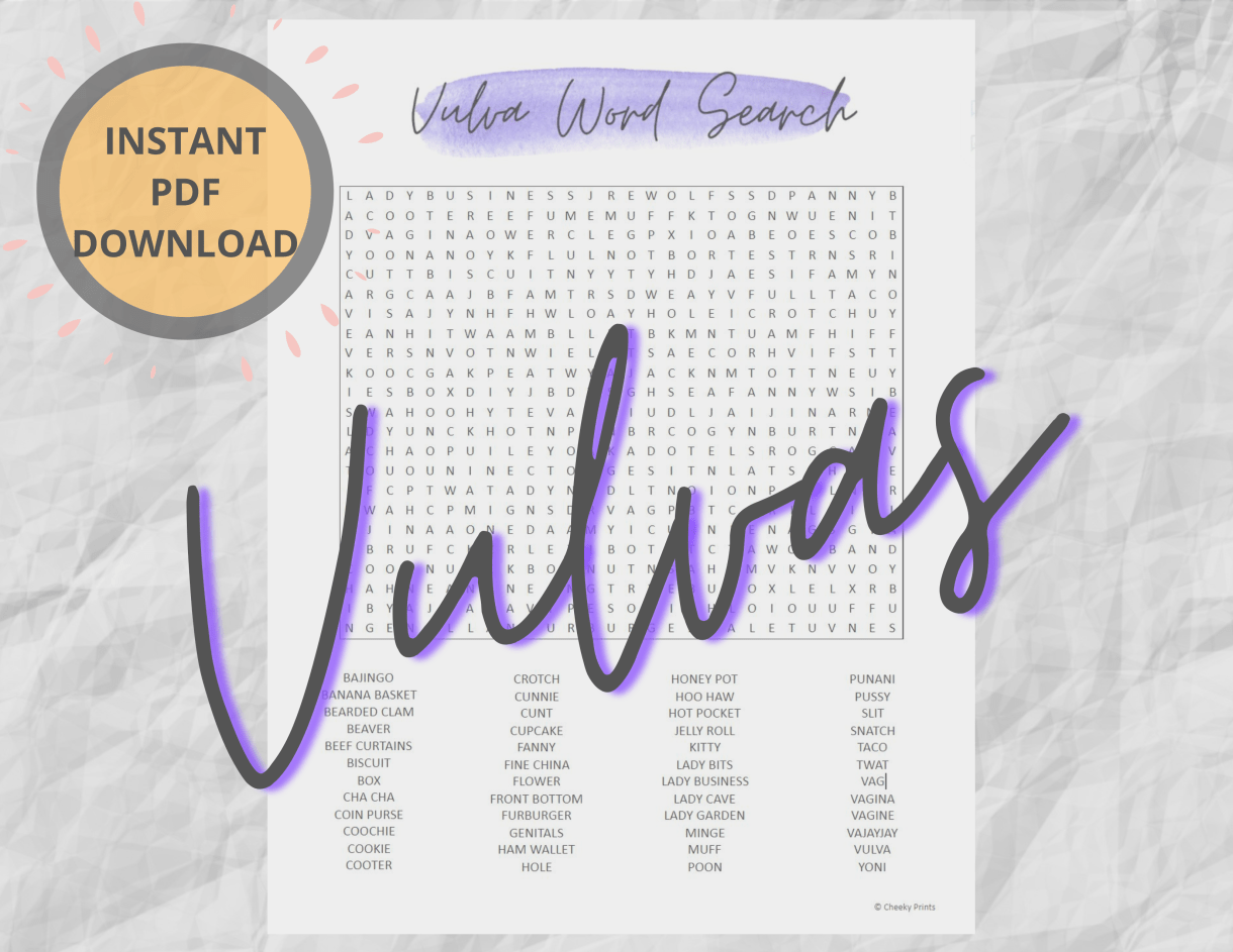 An Instand PDF download store image for a Vulva Word Search