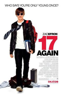 the cover of 17 again. zac efron wears cool child clothes on this cover. at his feet are boring adult business clothes.