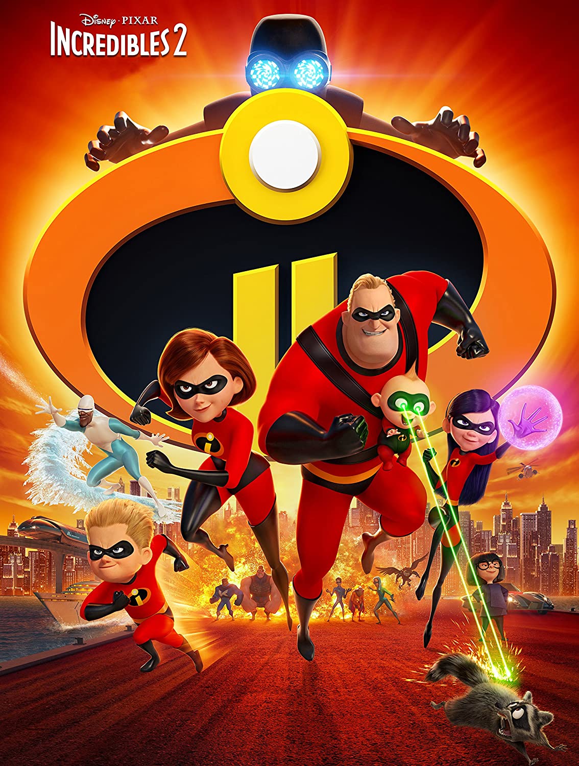 the cover of the incredibles II featuring superhero characters all running toward the viewer