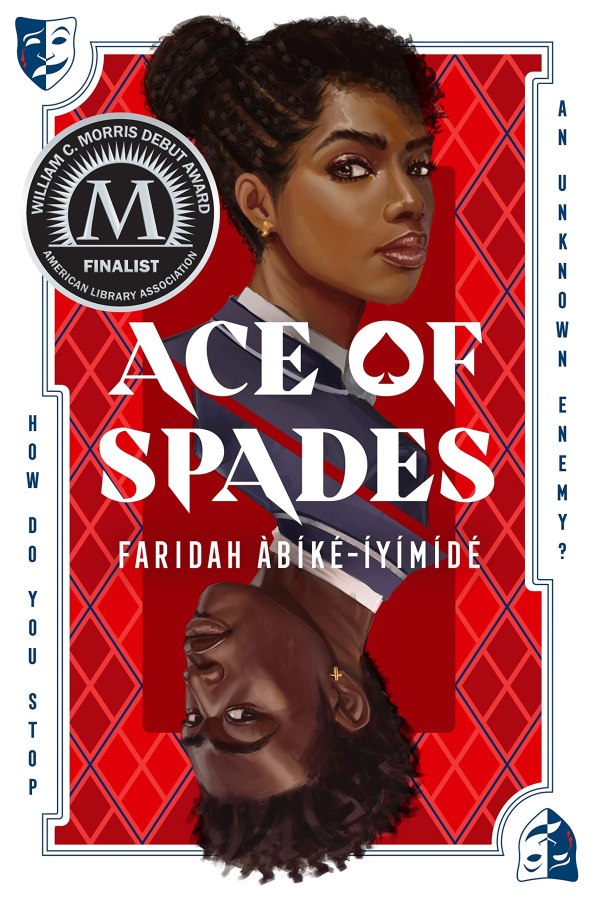 The cover of Ace of Spades features illustrated busts of two Black characters, on on top, the other, flipped upside down as thought they are a playing card design.