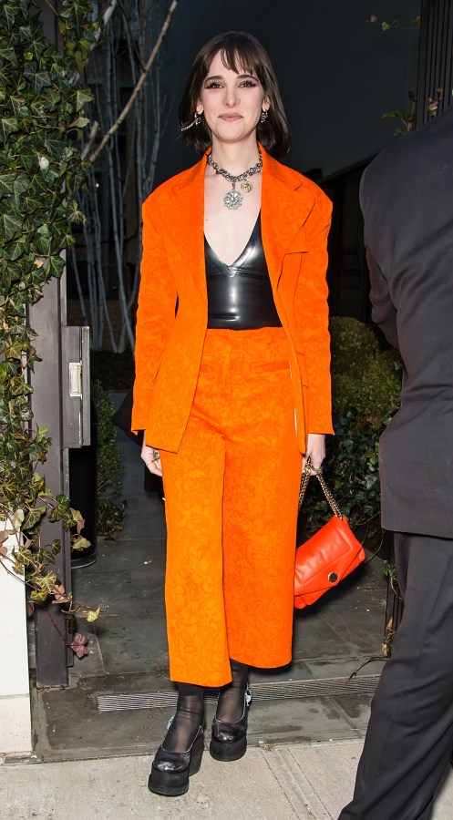 NEW YORK, NEW YORK - FEBRUARY 11: Hari Nef is seen leaving the Proenza Schouler fashion show during New York Fashion Week on February 11, 2022 in New York City. (Photo by Gilbert Carrasquillo/GC Images)
