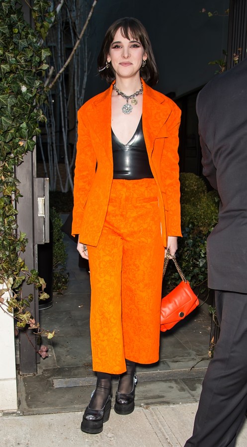 NEW YORK, NEW YORK - FEBRUARY 11: Hari Nef is seen leaving the Proenza Schouler fashion show during New York Fashion Week on February 11, 2022 in New York City. (Photo by Gilbert Carrasquillo/GC Images)