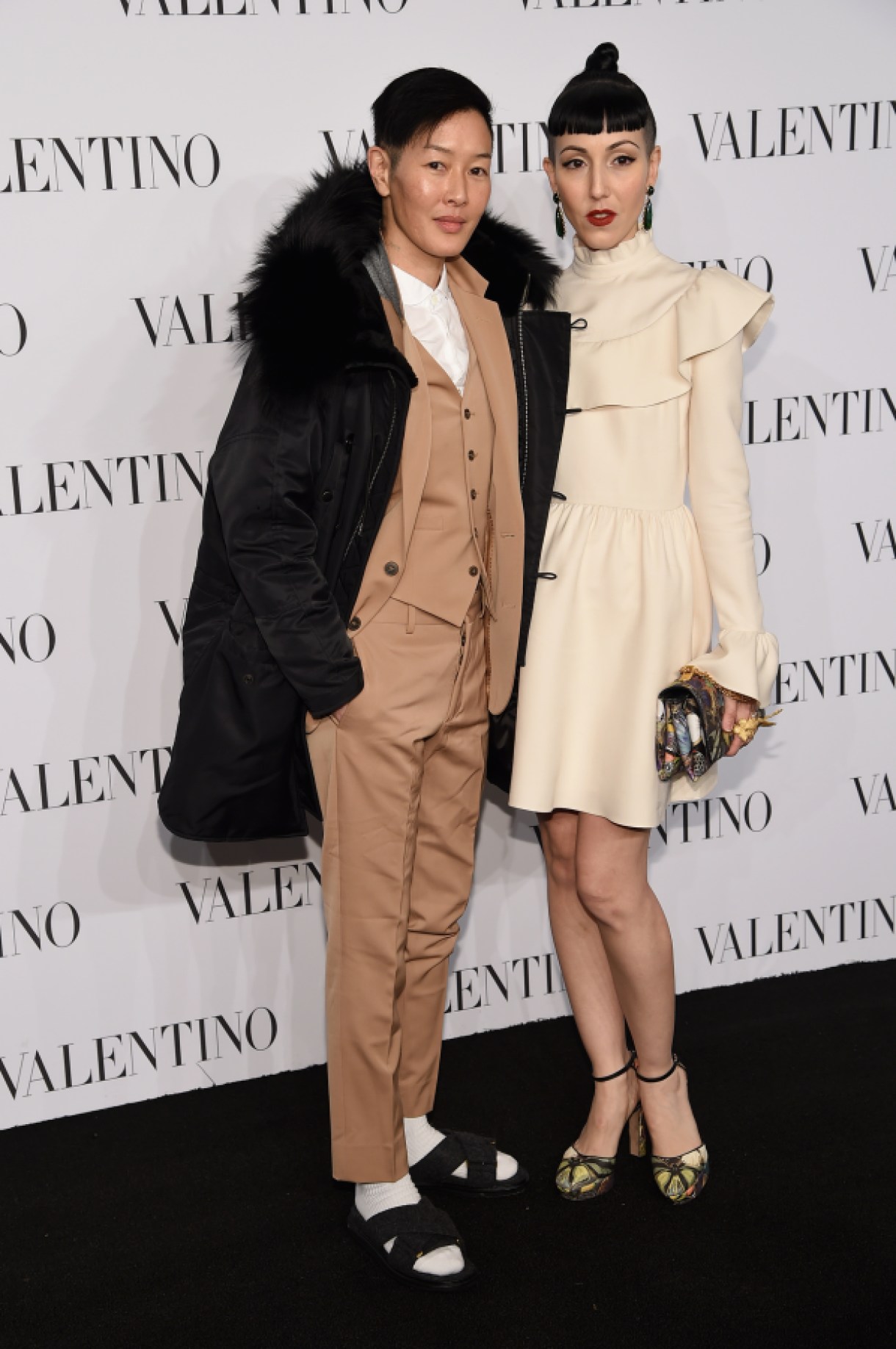 NEW YORK, NY - DECEMBER 10: Jenny Shimizu (L) and Michelle Harper attend the Valentino Sala Bianca 945 Event on December 10, 2014 in New York City. (Photo by Dimitrios Kambouris/Getty Images)