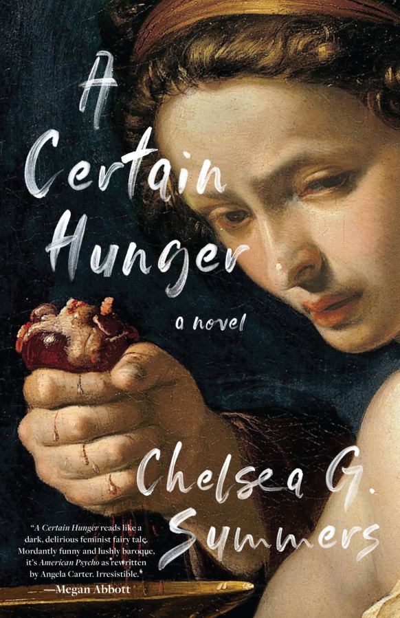 the cover of a a certain hunger shows an oil painting of a white woman gripping a heart in her hand