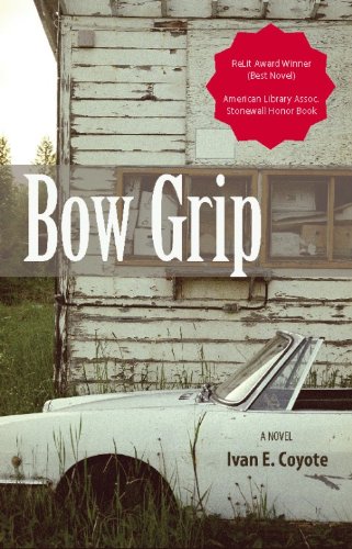 book cover for bow grip shows an old convertable car in front of a delapidated building