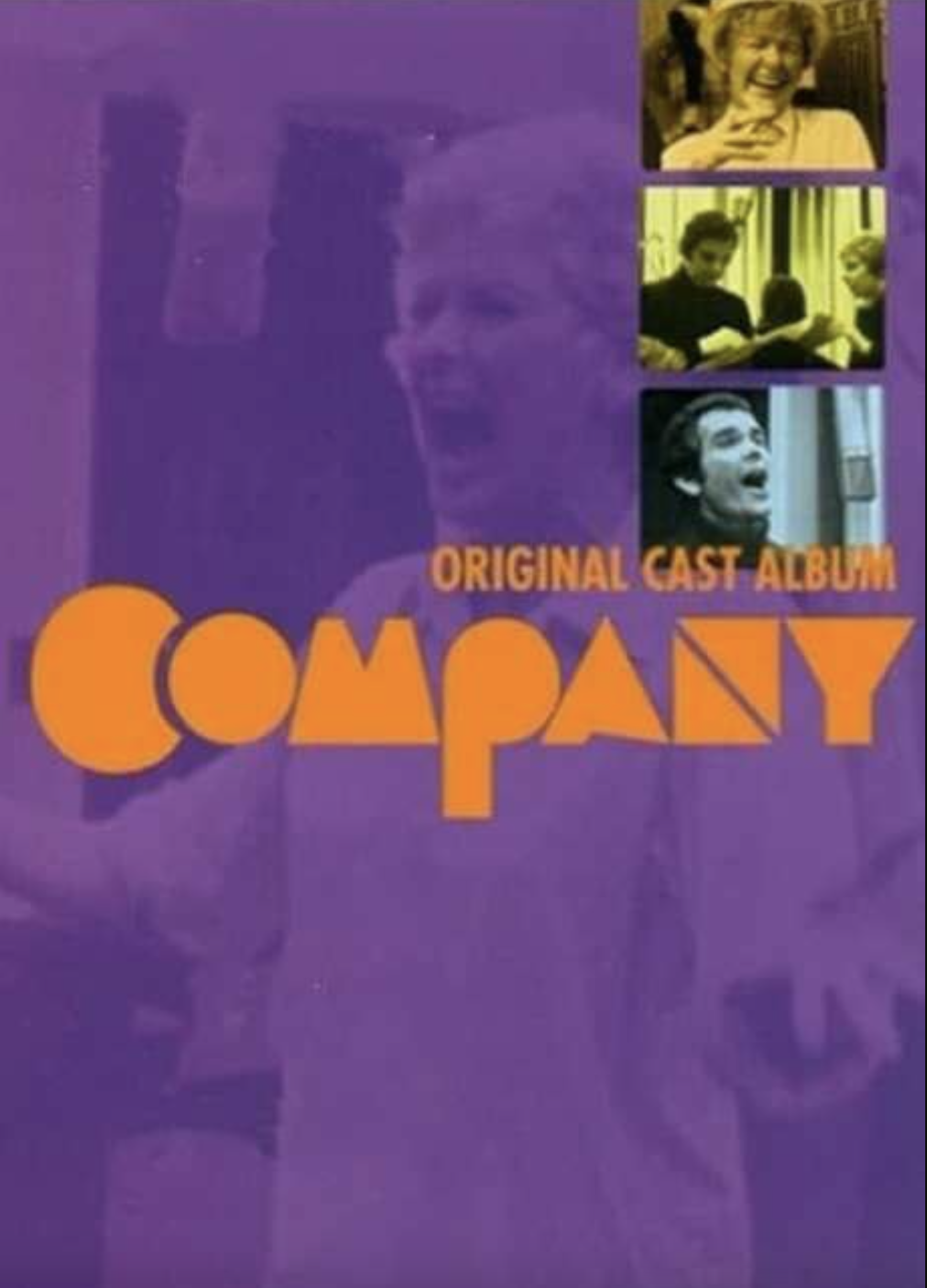 the cover of the original cast album company shows a white woman yelling or maybe singing under a purple filter