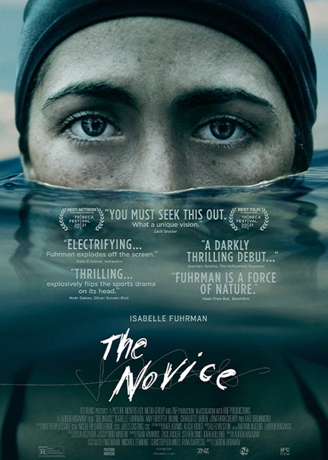 the cover of the novice has a white woman partially submerged in water on it