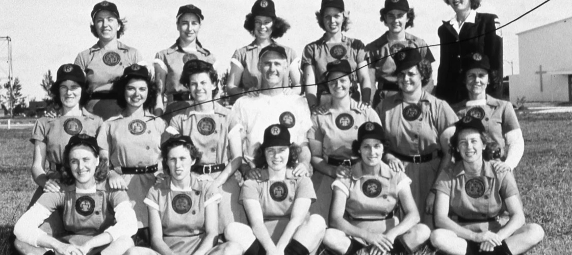vintage photo of a women's baseball league